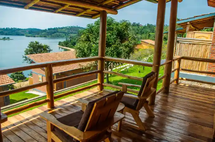 Lakeside terrace at Umutuzo Lodge Rwanda