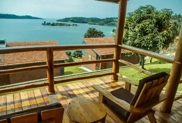 Lakeside terrace at Umutuzo Lodge Rwanda